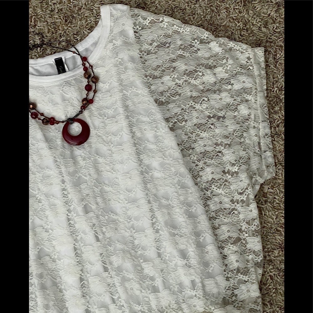 Lace Top with Built In Tank - Picture 2 of 3